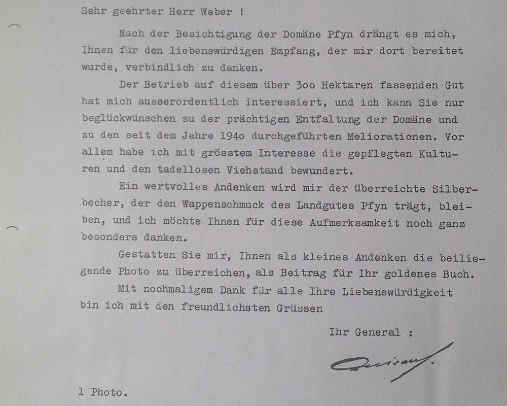 Offizieller Dankesbrief des Generals - 7. Juli 1945