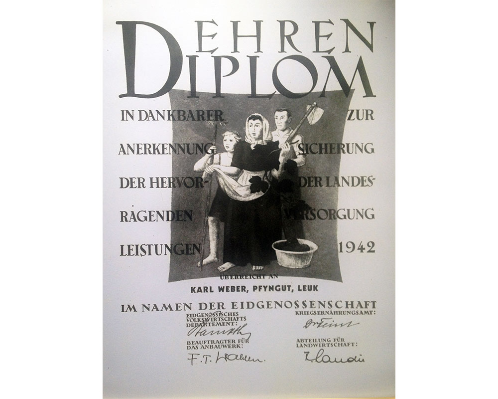 Ehrendiplom für Landesversorgung, 1942